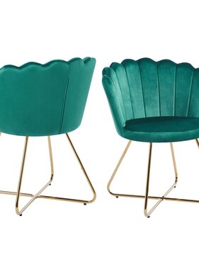 SalesFever Set van 2 groene fluwelen schelpstoelen