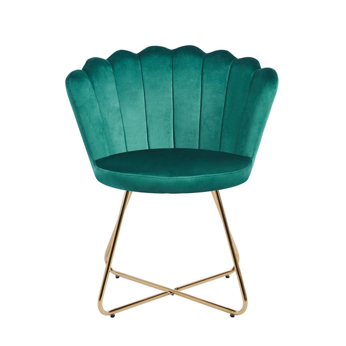 SalesFever Set van 2 groene fluwelen schelpstoelen