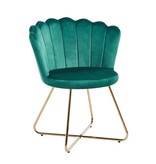 SalesFever Set van 2 groene fluwelen schelpstoelen