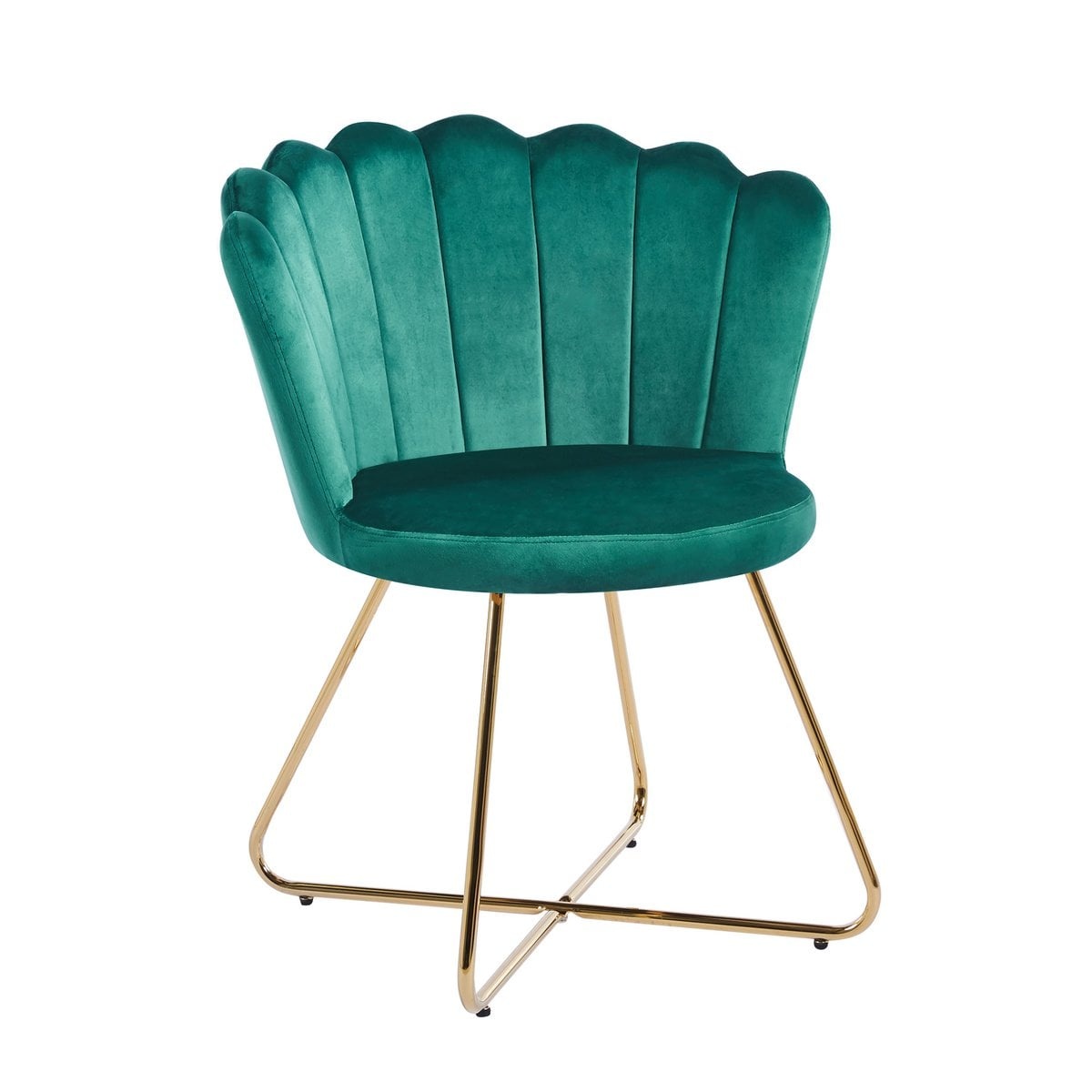 SalesFever Set van 2 groene fluwelen schelpstoelen