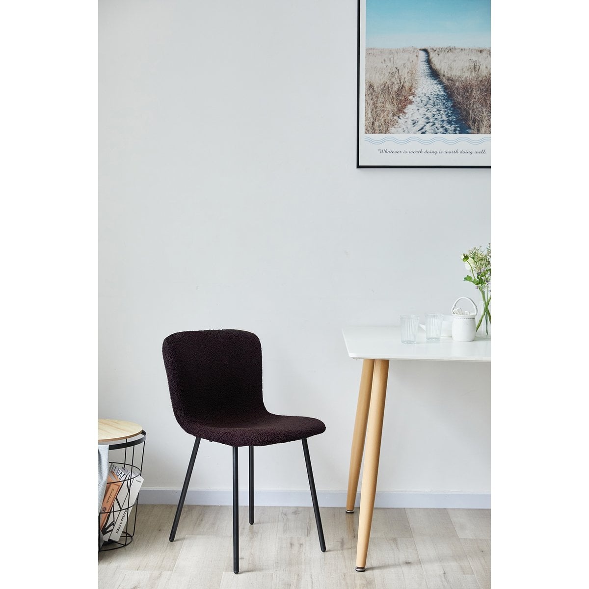 SalesFever Bouclélook stoelenset van 4 zwart