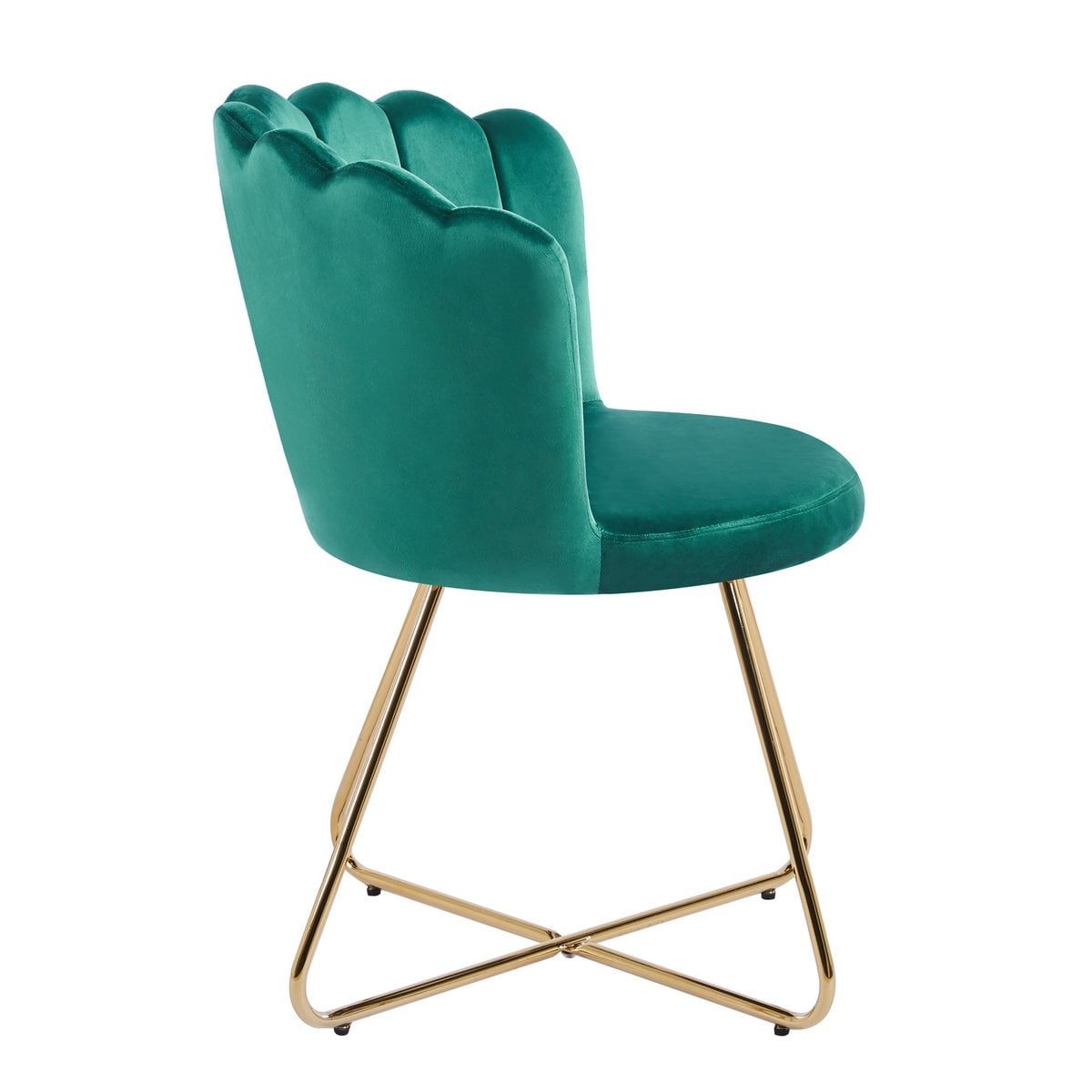 SalesFever Set van 2 groene fluwelen schelpstoelen