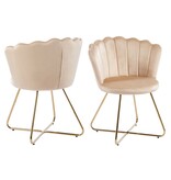 SalesFever Fluwelen schelpstoelenset van 2 beige