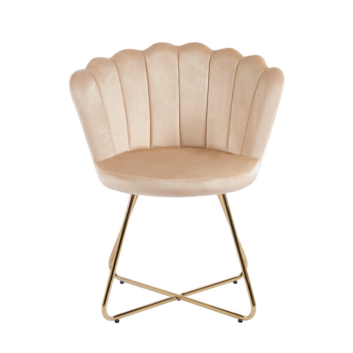 SalesFever Fluwelen schelpstoelenset van 2 beige