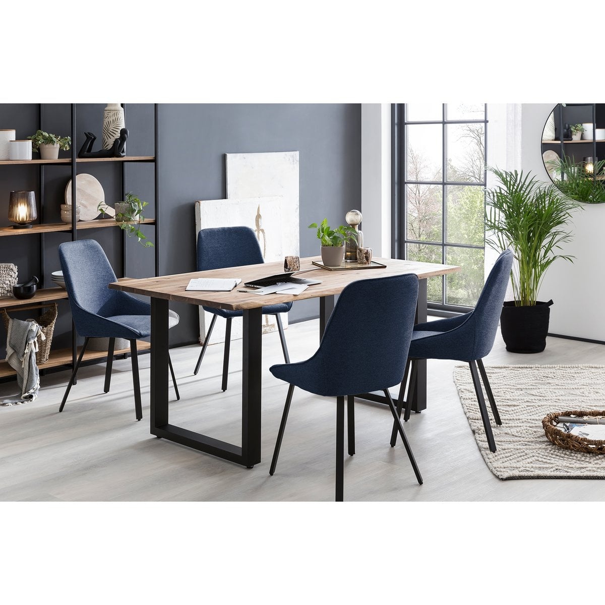 SalesFever Eetkamerstoel set van 2 donkerblauw