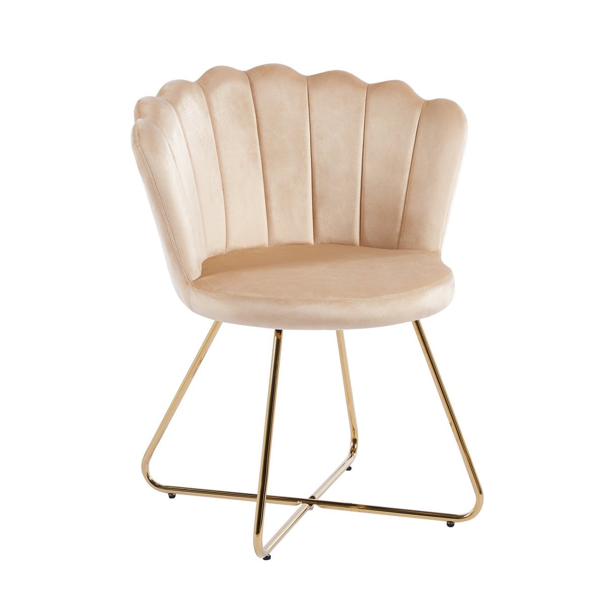 SalesFever Fluwelen schelpstoelenset van 2 beige