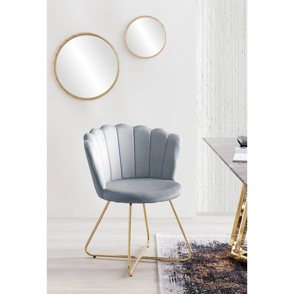 SalesFever Set van 2 fluwelen kuipstoelen in lichtgrijs