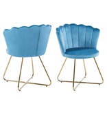 SalesFever Set van 2 blauwe fluwelen kuipstoelen