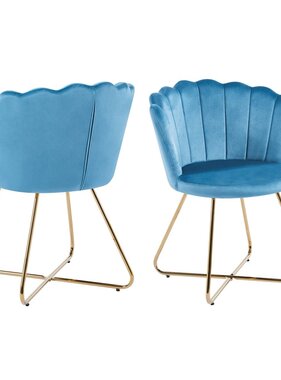 SalesFever Set van 2 blauwe fluwelen kuipstoelen
