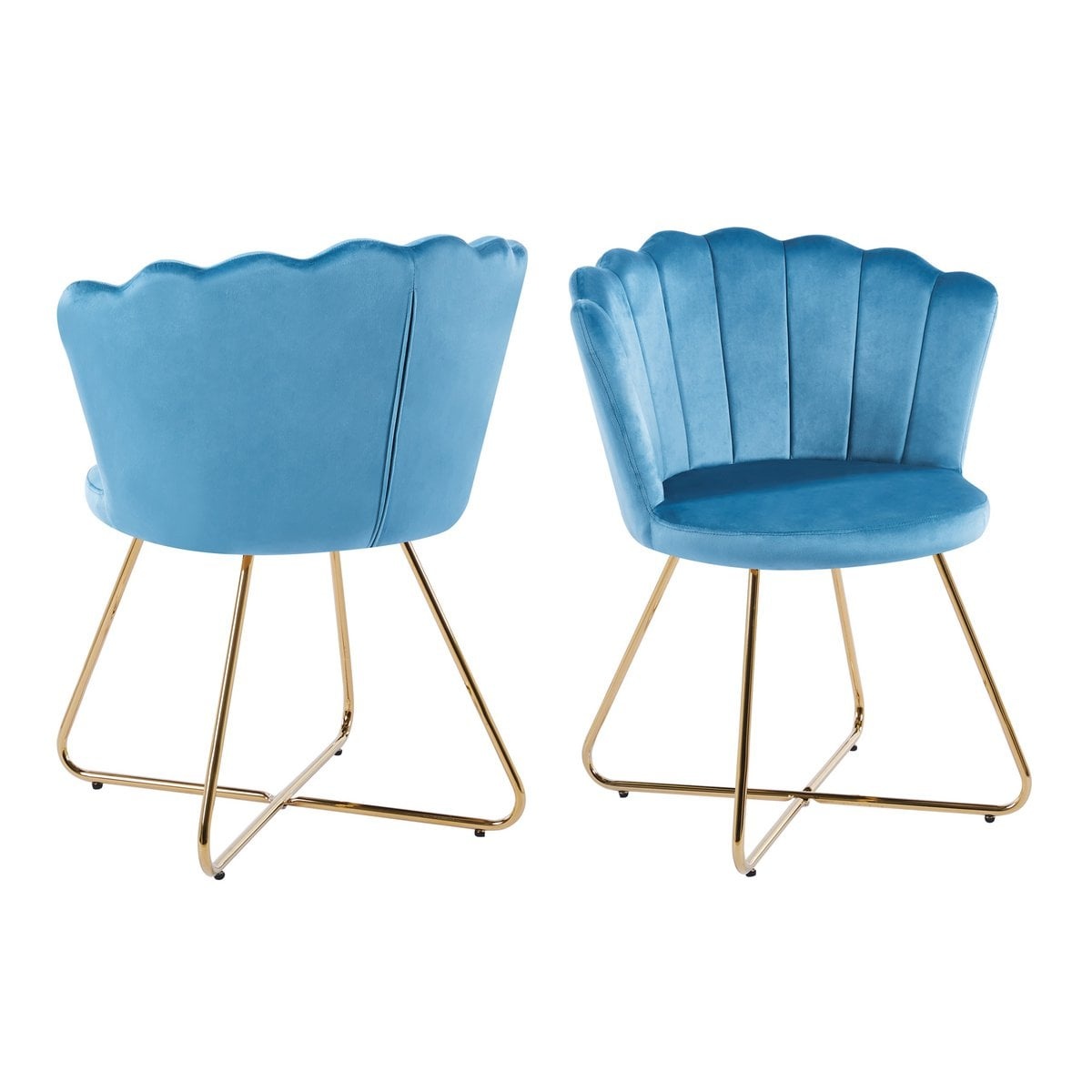 SalesFever Set van 2 blauwe fluwelen kuipstoelen