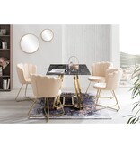 SalesFever Fluwelen schelpstoelenset van 2 beige