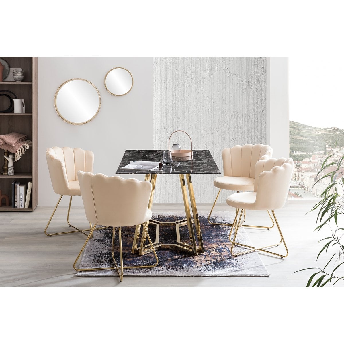 SalesFever Fluwelen schelpstoelenset van 2 beige