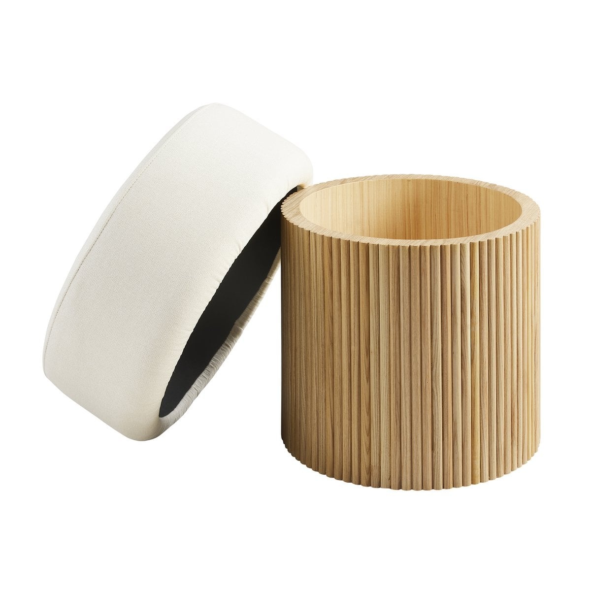 SalesFever Stoel pouf met opslagruimte Ø 50 cm natuurlijk/wit