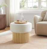 SalesFever Stoel pouf met opslagruimte Ø 50 cm natuurlijk/wit