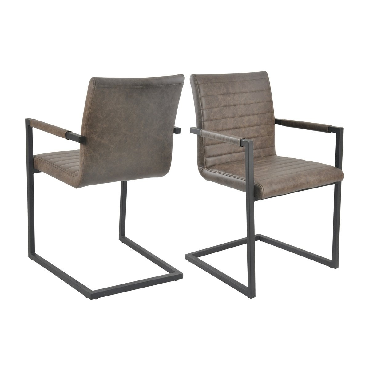 SalesFever Eetkamerstoel, set van 2, donkerbruin kunstleer look