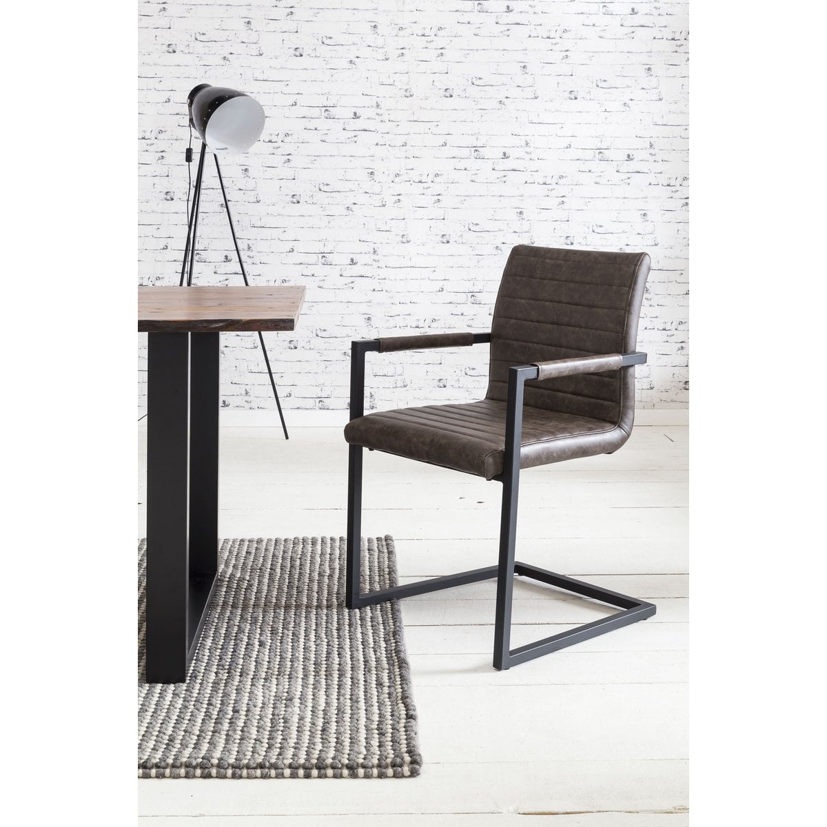 SalesFever Eetkamerstoel, set van 2, donkerbruin kunstleer look