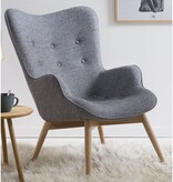 SalesFever Fauteuil in grijze geweven stof