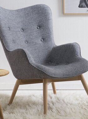 SalesFever Fauteuil in grijze geweven stof