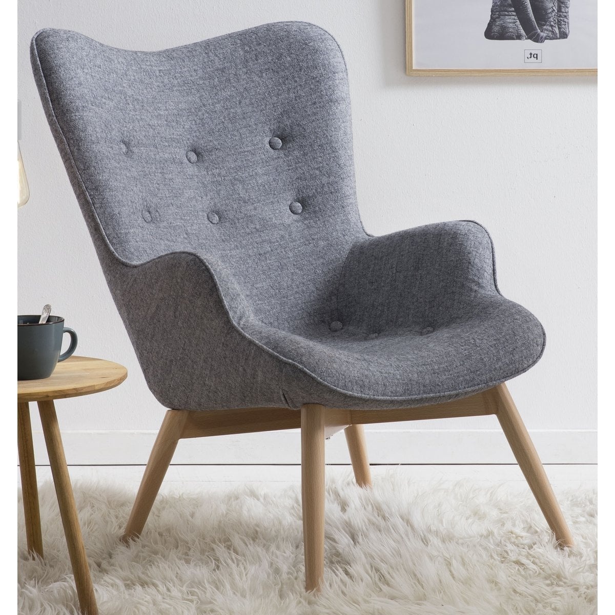SalesFever Fauteuil in grijze geweven stof