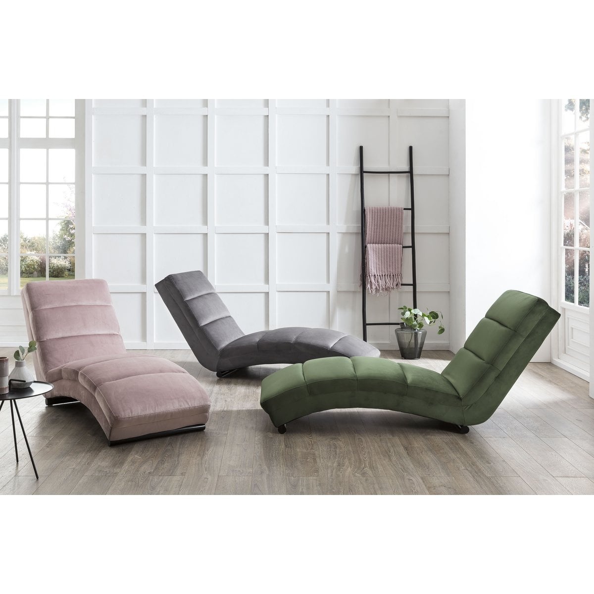 SalesFever Chaise longue roze fluweel