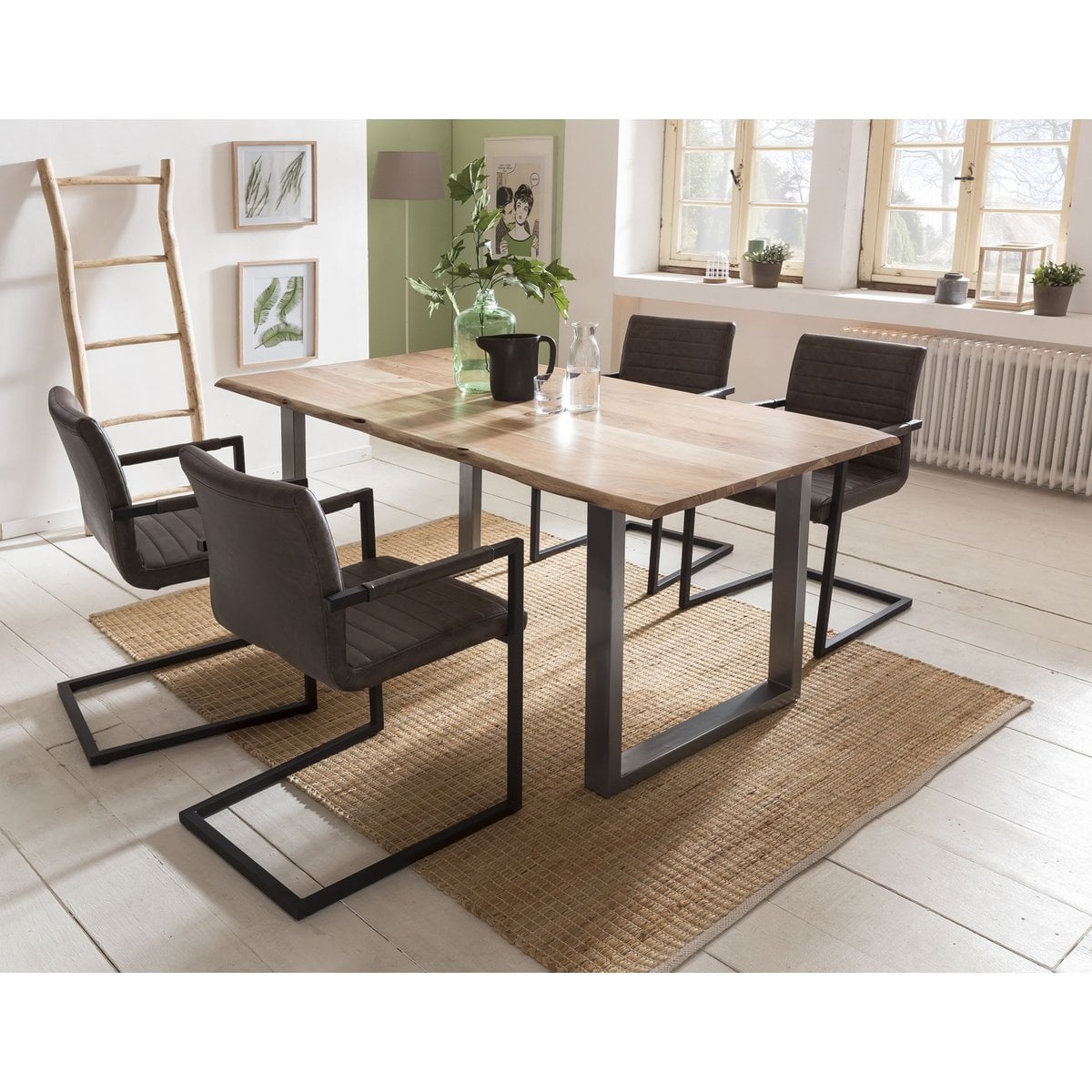 SalesFever Eetkamerstoel, set van 2, donkerbruin kunstleer look