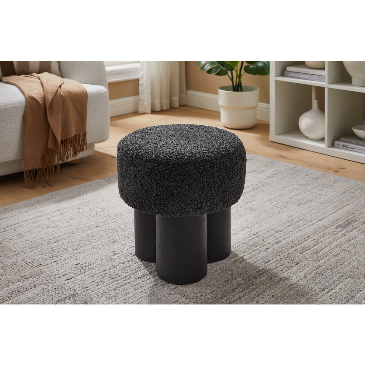 SalesFever Stoel pouf Ø 50 cm zwart/grijs