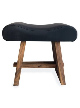 Bazar Bizar Living De Suar Kruk met Leer - Natuurlijk Zwart