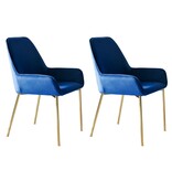 SalesFever Eetkamerstoel set van 2 blauw fluweel