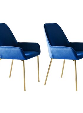 SalesFever Eetkamerstoel set van 2 blauw fluweel