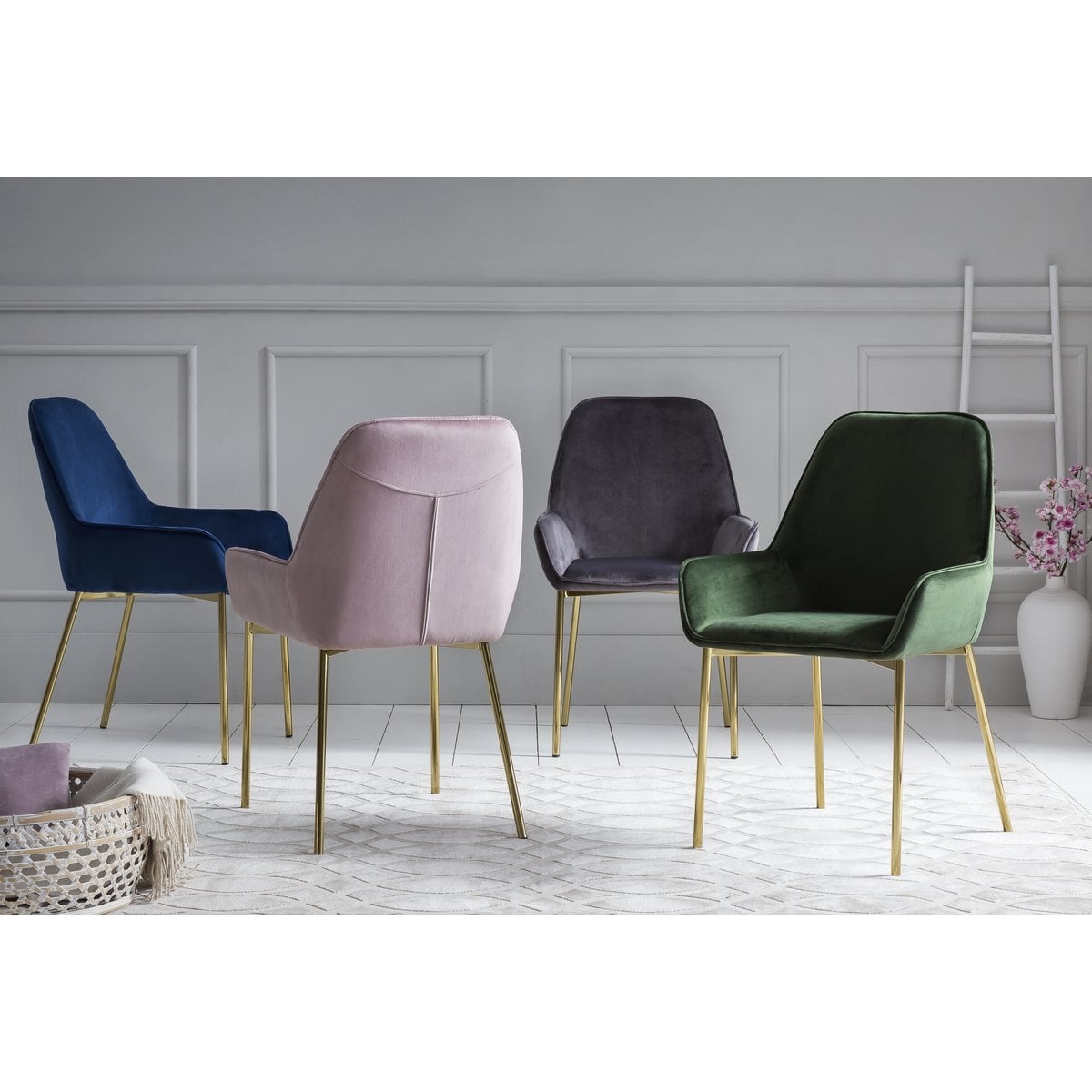 SalesFever Eetkamerstoel set van 2 blauw fluweel