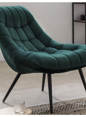 SalesFever Fauteuil XXL fluweel groen metaal zwart