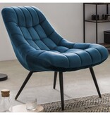 SalesFever Fauteuil XXL velours blauw metaal zwart