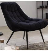 SalesFever Fauteuil XXL fluweel zwart metaal zwart