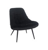 SalesFever Fauteuil XXL fluweel zwart metaal zwart