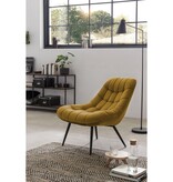 SalesFever Fauteuil XXL fluweel geel metaal zwart