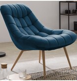 SalesFever Fauteuil XXL velours blauw metaal houtlook