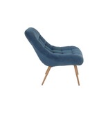 SalesFever Fauteuil XXL velours blauw metaal houtlook