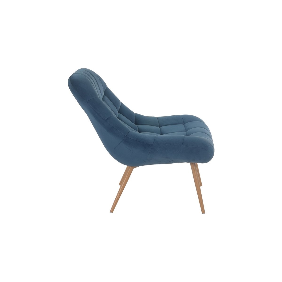 SalesFever Fauteuil XXL velours blauw metaal houtlook