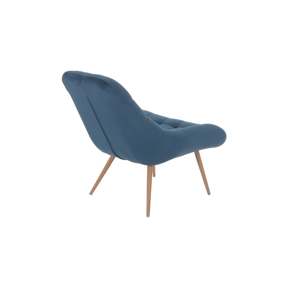 SalesFever Fauteuil XXL velours blauw metaal houtlook