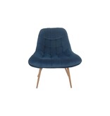 SalesFever Fauteuil XXL velours blauw metaal houtlook
