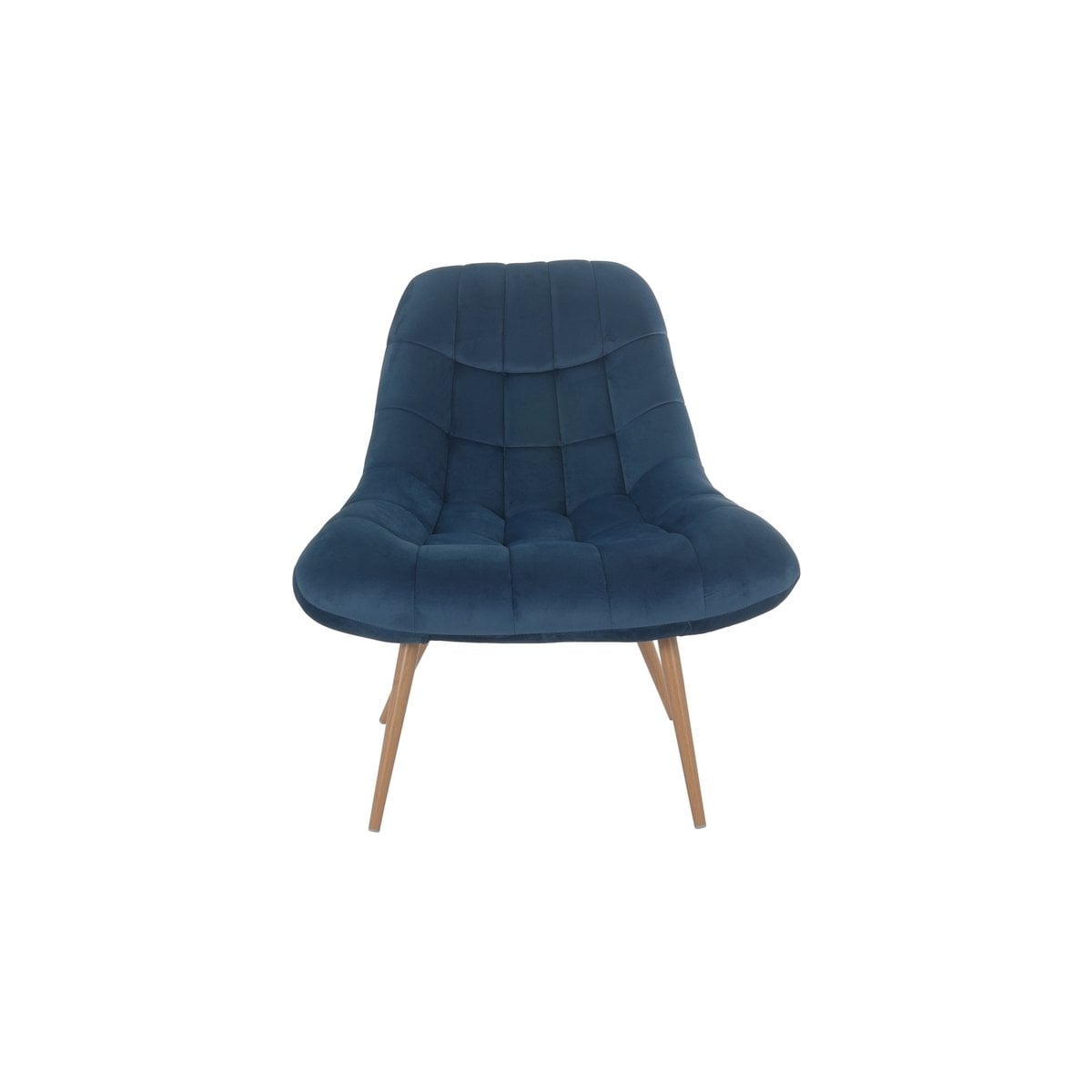 SalesFever Fauteuil XXL velours blauw metaal houtlook
