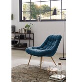 SalesFever Fauteuil XXL velours blauw metaal houtlook