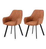 SalesFever Fauteuilset van 2 bruine microvezel