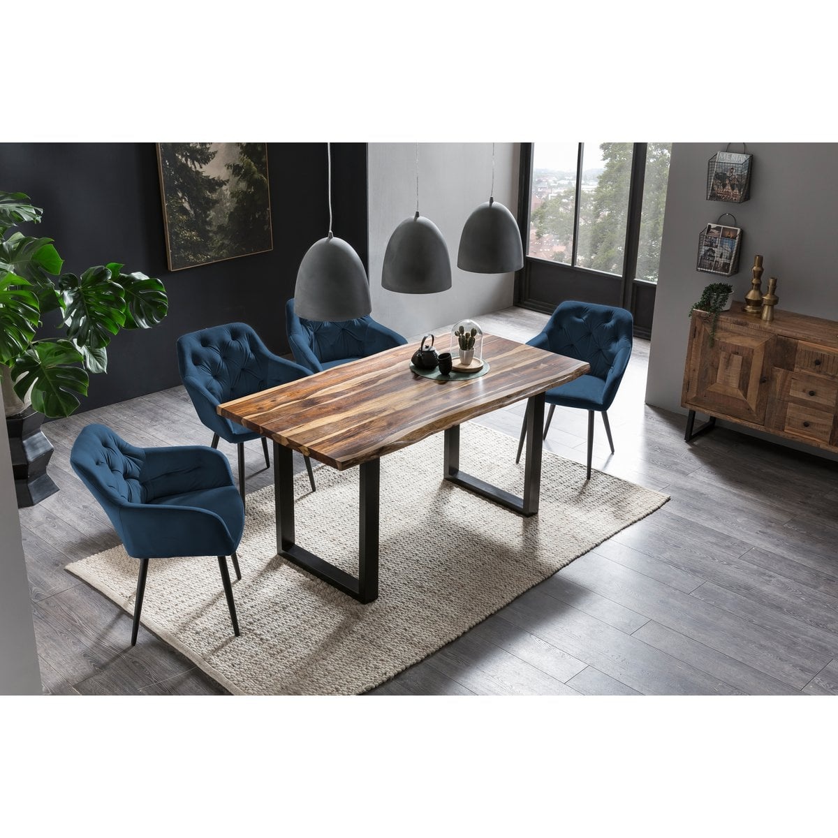 SalesFever Fauteuil blauw fluweel