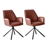 SalesFever Cognac fauteuil set van 2 met 360° draaifunctie