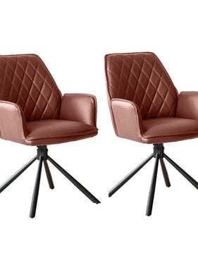 SalesFever Cognac fauteuil set van 2 met 360° draaifunctie