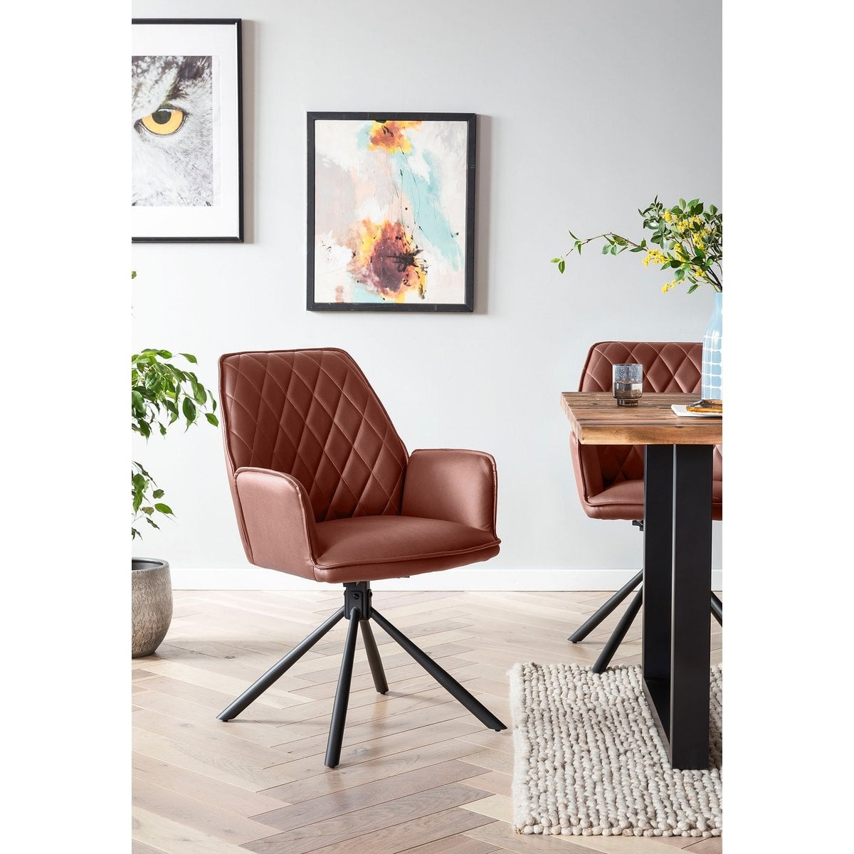 SalesFever Cognac fauteuil set van 2 met 360° draaifunctie