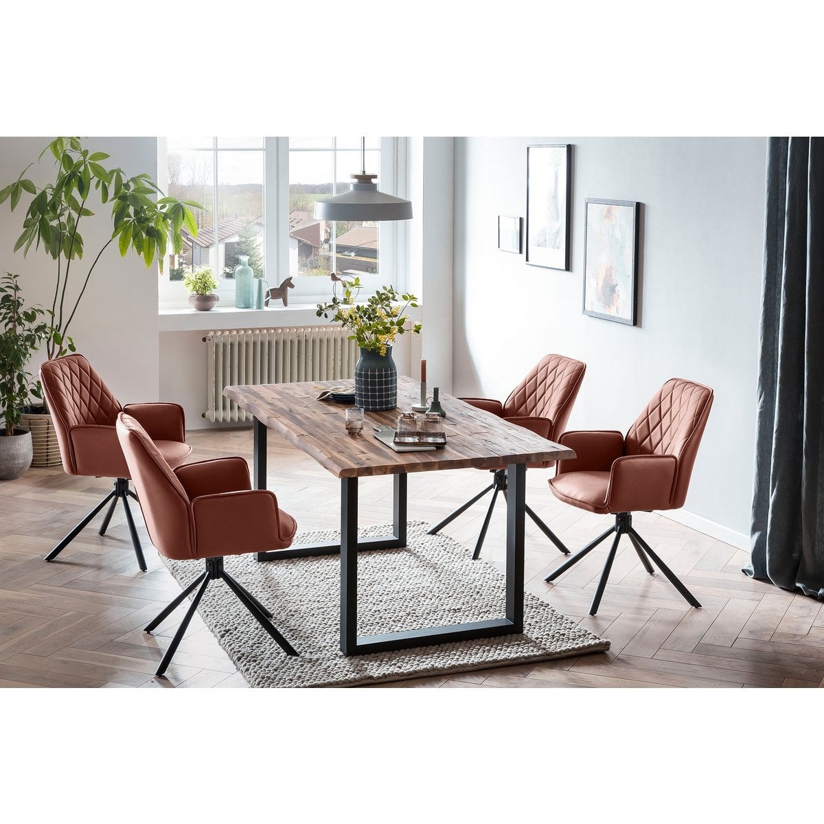 SalesFever Cognac fauteuil set van 2 met 360° draaifunctie