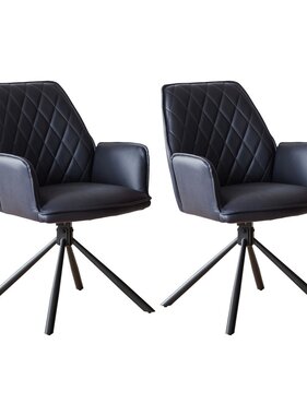 SalesFever Fauteuil donkerblauw set van 2 met 360° draaifunctie