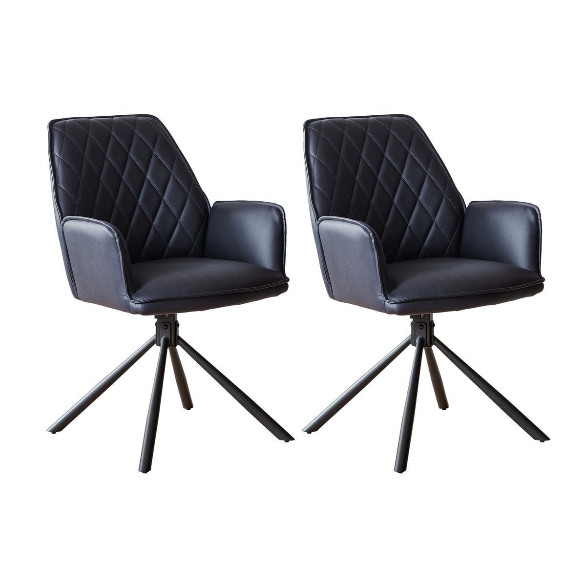 SalesFever Fauteuil donkerblauw set van 2 met 360° draaifunctie